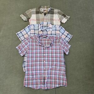 Lot Of 3 Barbour Men's Plaid Short Sleeve Button Down Shirt Sz Medium  Tailored